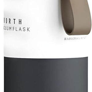 B&S Black Vacuum Insulated Bottle | Flask Bottle with Leather Strap | 304 Stainless Steel Tumbler | Leak-Proof Insulated Double Wall | Thermal Flask 6 Hours Hot and 12 Hours Cold | Vacuum Flask 320ML