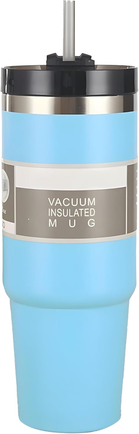 B&S Vacuum Insulated Water Bottle | Leak-Proof 3-Way Lid | BPA-Free Tumbler Flask Bottle | 304 Stainless Steel | Insulated Double Wall for 12 Hours Hot & Cold Water Bottle | Vacuum Flask 600ML (Blue)