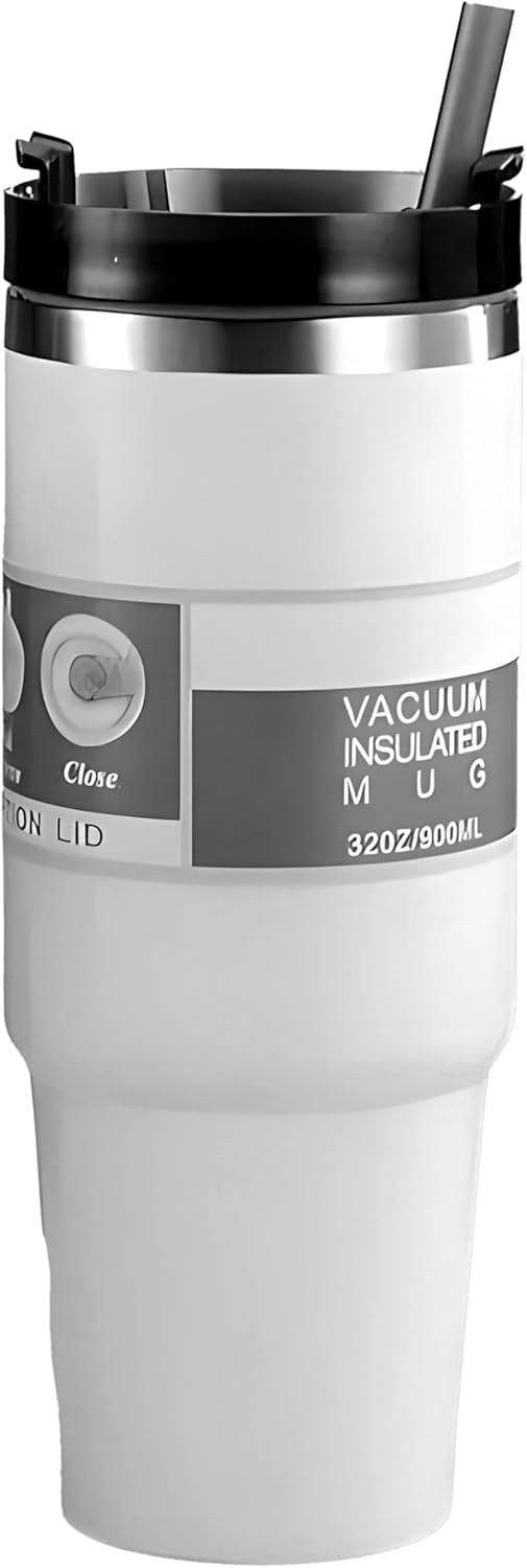 B&S Vacuum Insulated Water Bottle | Leak-Proof 3-Way Lid | BPA-Free Tumbler Flask Bottle | 304 Stainless Steel | Insulated Double Wall for 12 Hours Hot & Cold Water Bottle | Vacuum Flask 600ML (White)