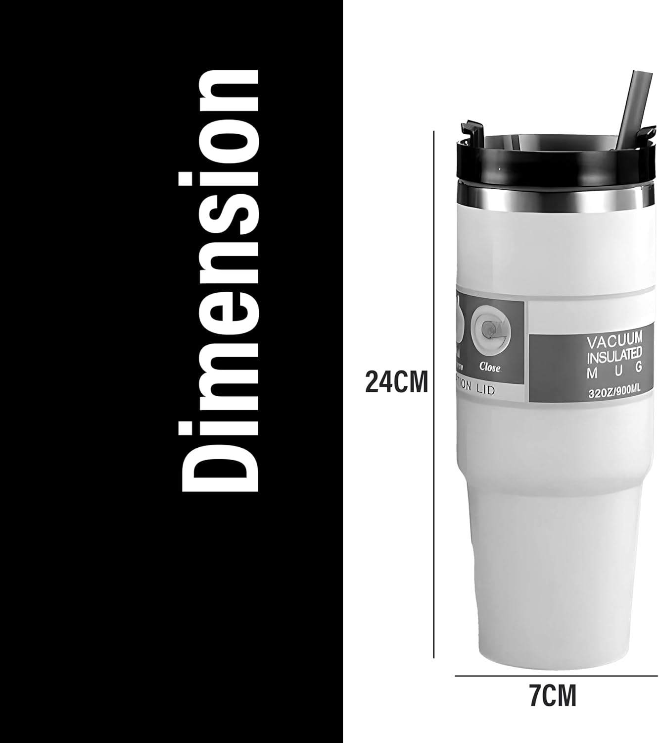 B&S Vacuum Insulated Water Bottle | Leak-Proof 3-Way Lid | BPA-Free Tumbler Flask Bottle | 304 Stainless Steel | Insulated Double Wall for 12 Hours Hot & Cold Water Bottle | Vacuum Flask 600ML (White) - Image 3