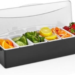 Fresh Food Storage Container with GARNISH TRAYS WITH 6 COMPARTMENTS