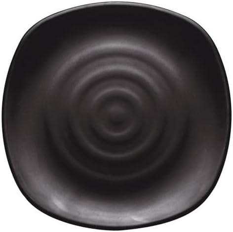 Midori 12 Inch Frosted Melamine Square Dinner Plate, 30.5x30.5x3.9 cm, Black