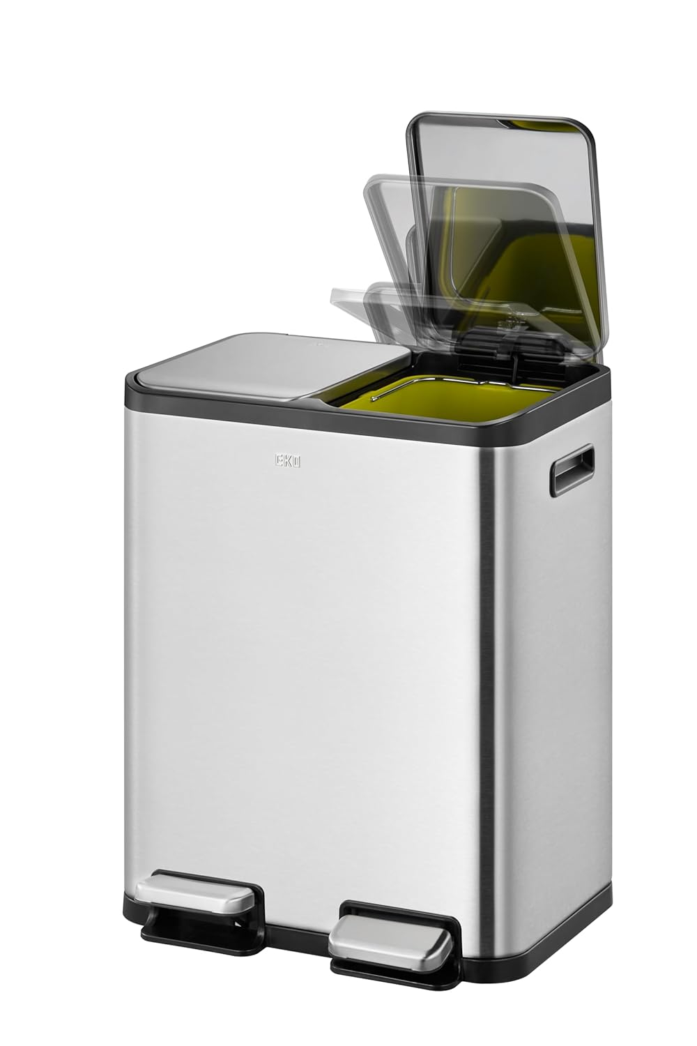 EK9129MT - 30L+30L EKO brand ECO Casa II 15L+15L Recycling Bin, stainless steel fingerprint resistant, soft close, double PP liners. - Image 2