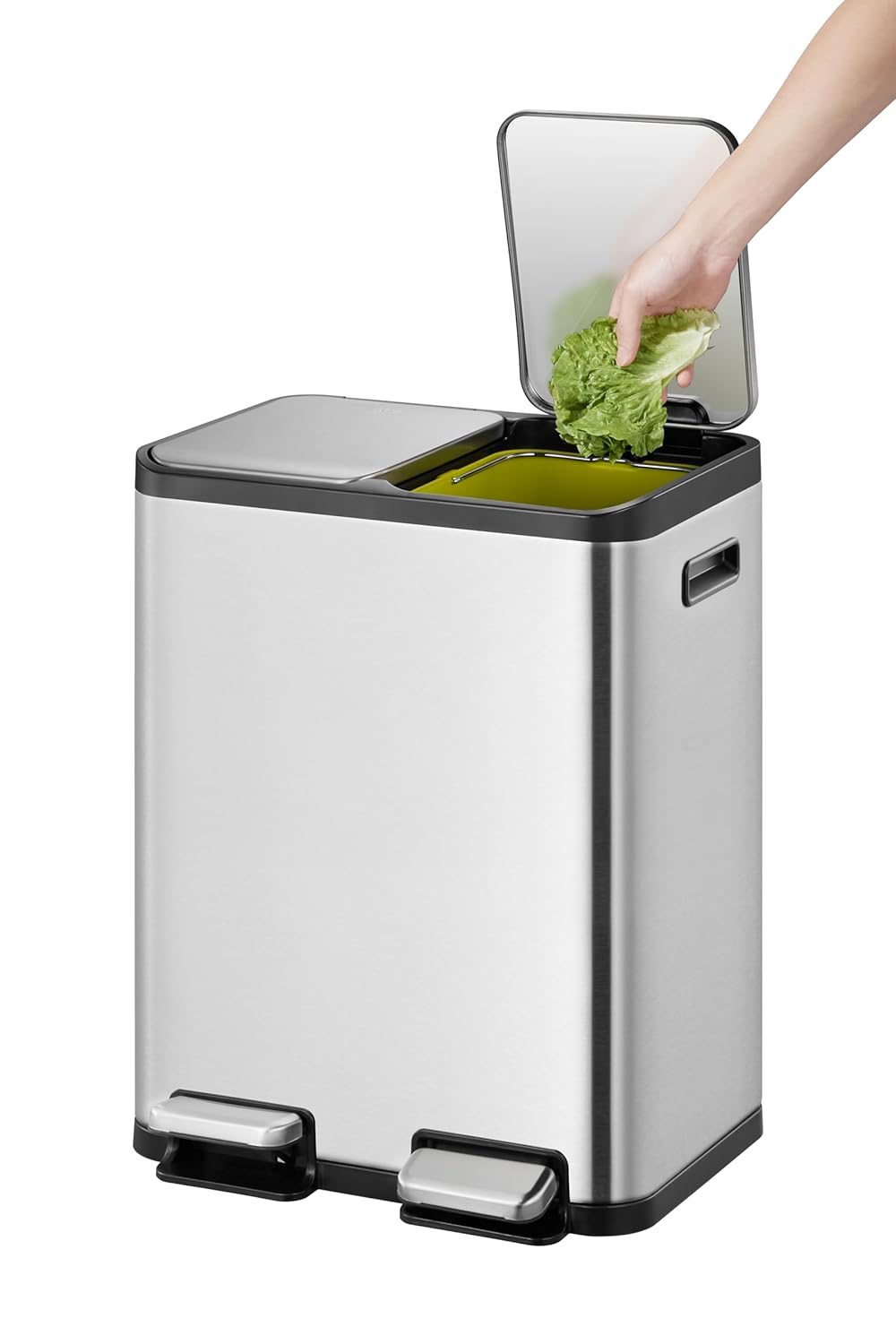 EK9129MT - 30L+30L EKO brand ECO Casa II 15L+15L Recycling Bin, stainless steel fingerprint resistant, soft close, double PP liners. - Image 4