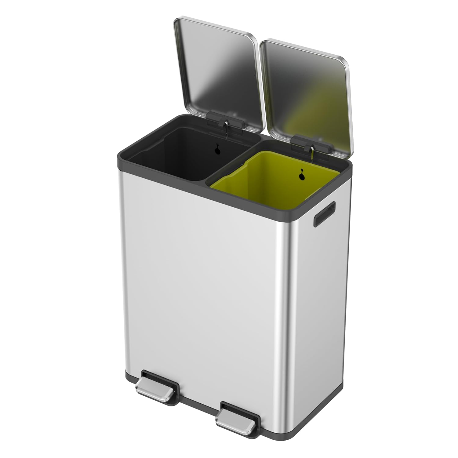 EK9129MT - 30L+30L EKO brand ECO Casa II 15L+15L Recycling Bin, stainless steel fingerprint resistant, soft close, double PP liners. - Image 5
