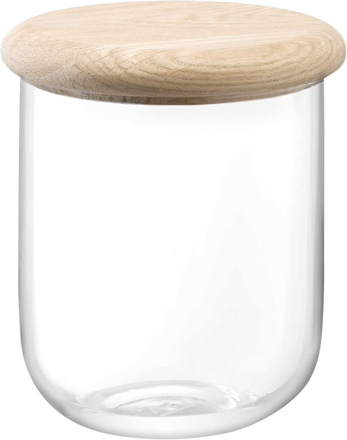 LSA Dine Container & Oak Lid Ø12.5cm H14cm| 1 Unit | Mouthblown & Handmade Glass | Hand Planed Wood | DI64