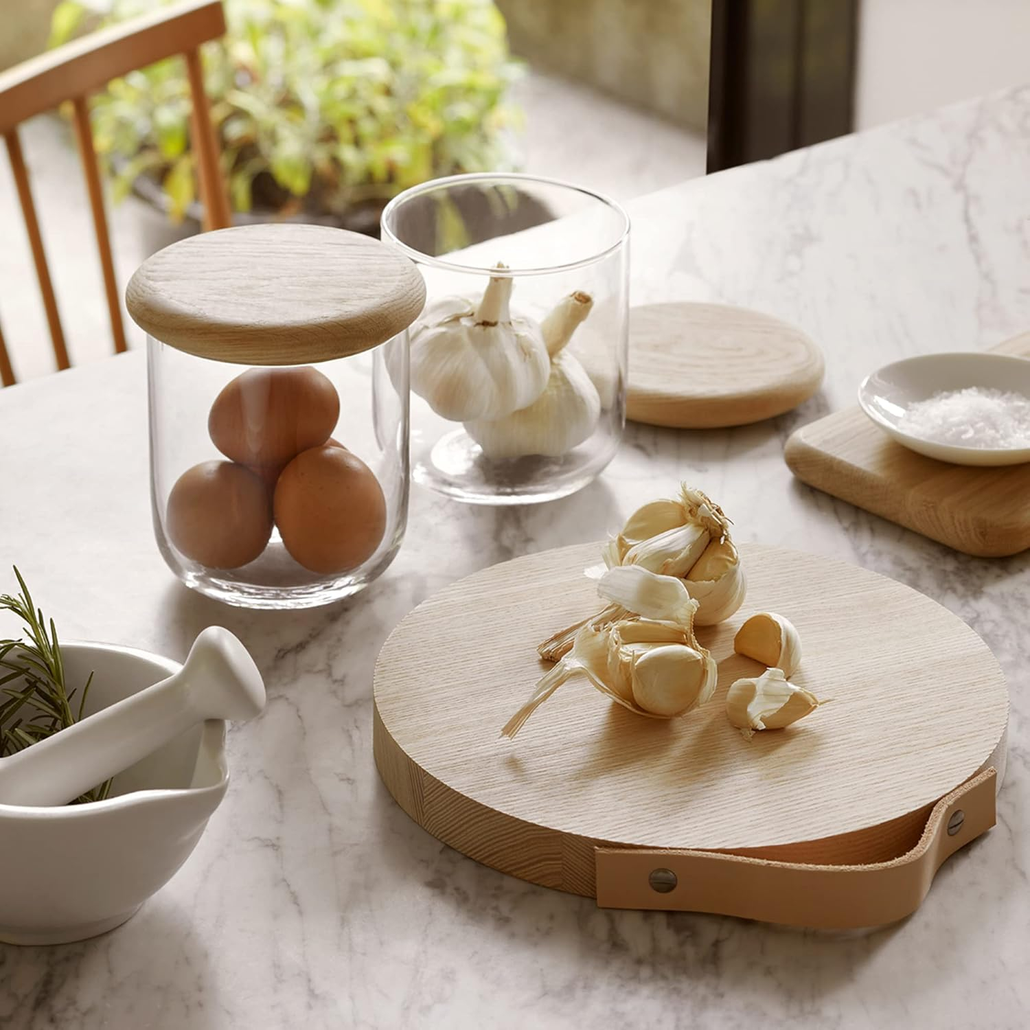 LSA Dine Container & Oak Lid Ø12.5cm H14cm| 1 Unit | Mouthblown & Handmade Glass | Hand Planed Wood | DI64 - Image 2