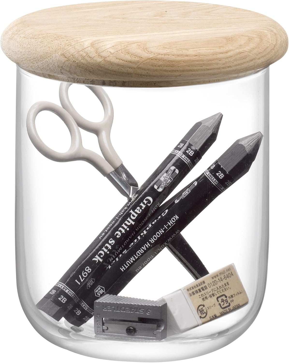 LSA Dine Container & Oak Lid Ø12.5cm H14cm| 1 Unit | Mouthblown & Handmade Glass | Hand Planed Wood | DI64 - Image 4