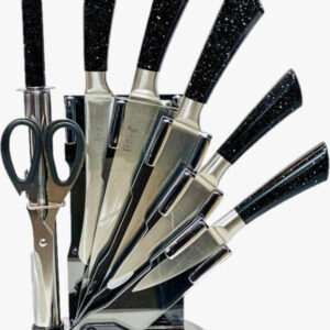 knife Set 8Pcs With Stand black Bass