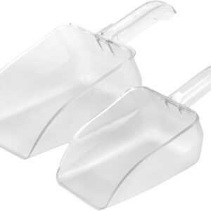 JD-8632 32oz Ice Scoop, Clear Plastic, Dishwasher Safe, Easy to Clean