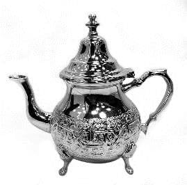 Moroccan Silver Plated Teapot with Lid, Hand Painted, Medium Size