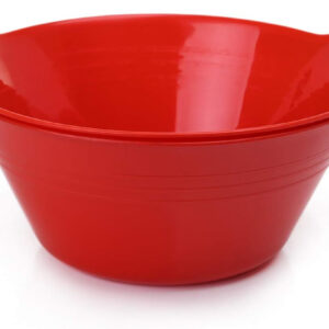 Mintra Home Plastic Bowls with Handles (4.5L Large 2pk, Red)