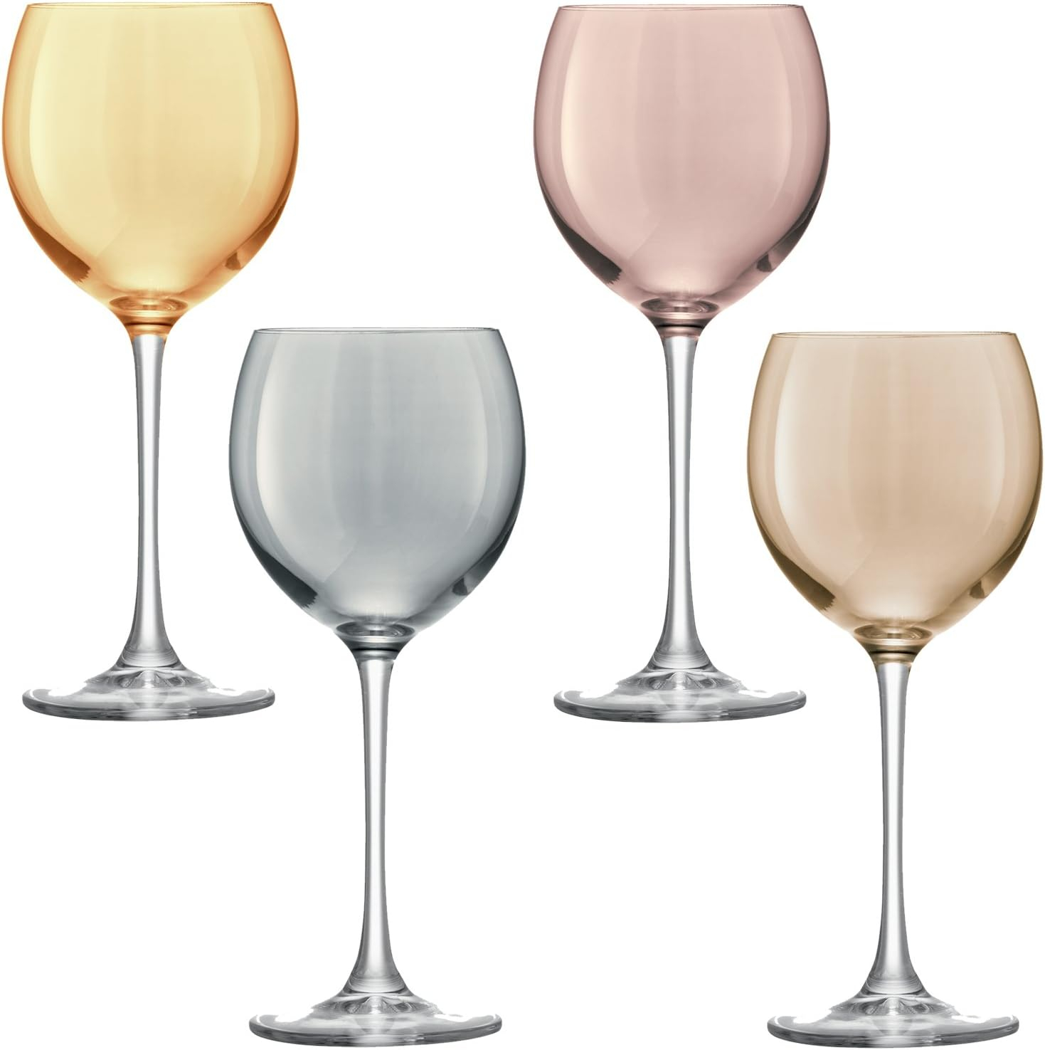 LSA International Metallic Polka Wine Glass (4 Pack), 13.5 fl. oz., Assorted
