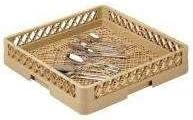 3909 JB-C Flatware Basket, 49.8x49.8x10.2 cm, 3 Compartments, Amber Brown Microwave Oven Dish Organizer