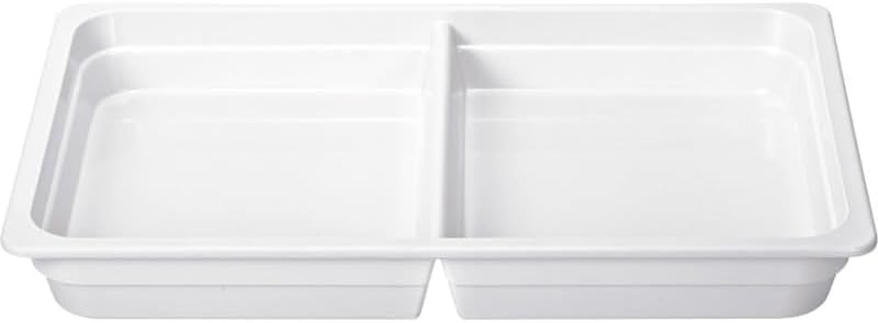 Melamine Platter, 53L x 32.5W x 6.5H cm, 2 Compartments, White
