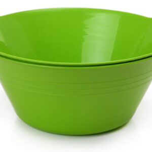 Mintra Home Plastic Bowls with Handles (4.5L Large 2pk, Green)