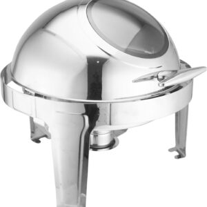 Z721-WD Chafing Dish, 6.5L Round, Roll Top, Glass Window, 440x440x430mm, Stainless Steel with Glass Lid