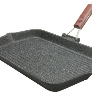 0090GRL/43HS GRILL XL 43X26 GRANITO H.S WOODEN F.HAND Grill Pan with Ridges and Wooden Handle
