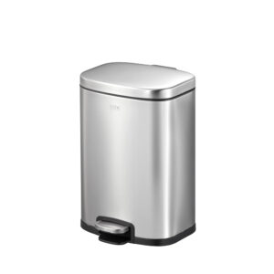 EK8236MT-20L OLI-CUBE 20L STEP BIN,Fingeprint-resistant Brushed Stainless Steel.soft close,Black PP Liner with Bag Fixer