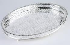 Moroccan Tea Set Tray with Oval Silver Serving Tray