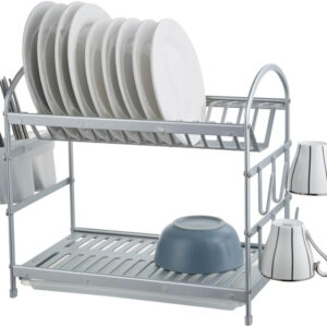 Aluminum Dish Rack Removable draining tray Double layer L497*W240*H377 PP+ABS-TA-6249A2