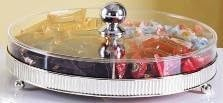30.5CM Silver Plated Metal Candy Dish with Partition, 8 inches