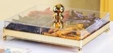 27x27CM Gold Candy Box with Partition, Clear Acrylic Candy Display Case, Gift Box for Chocolates and Candies