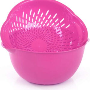 Mintra Home Mixing Bowl w/Colander (Large 4.5L, Purple) - For Washing & Draining Fruits And Vegetables - Heavy Duty Plastic for Baking, Cooking Supplies - Dishwasher Safe