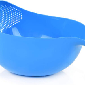 Mintra Home Rice Colander (Blue) - Strainer, Lightweight, for cleaning rice, beans, fruit and vegetables