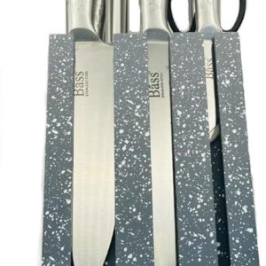 knife Set 8Pcs With Stand Grey stainless steel Bass