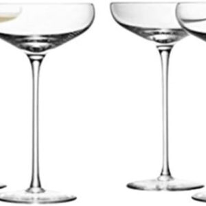 LSA International Wine Champagne Saucer 300 ml Clear | Set of 4 | Mouthblown and Handmade Glass | WI08