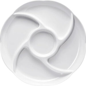 Melamine Mess Tray with Compartments, 12 inches, 305x305x31mm, White, Microwave Safe, 8-Piece Set
