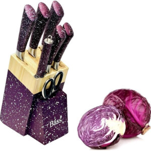 knife Set 8Pcs With/Stand Purple/Bass/B9539