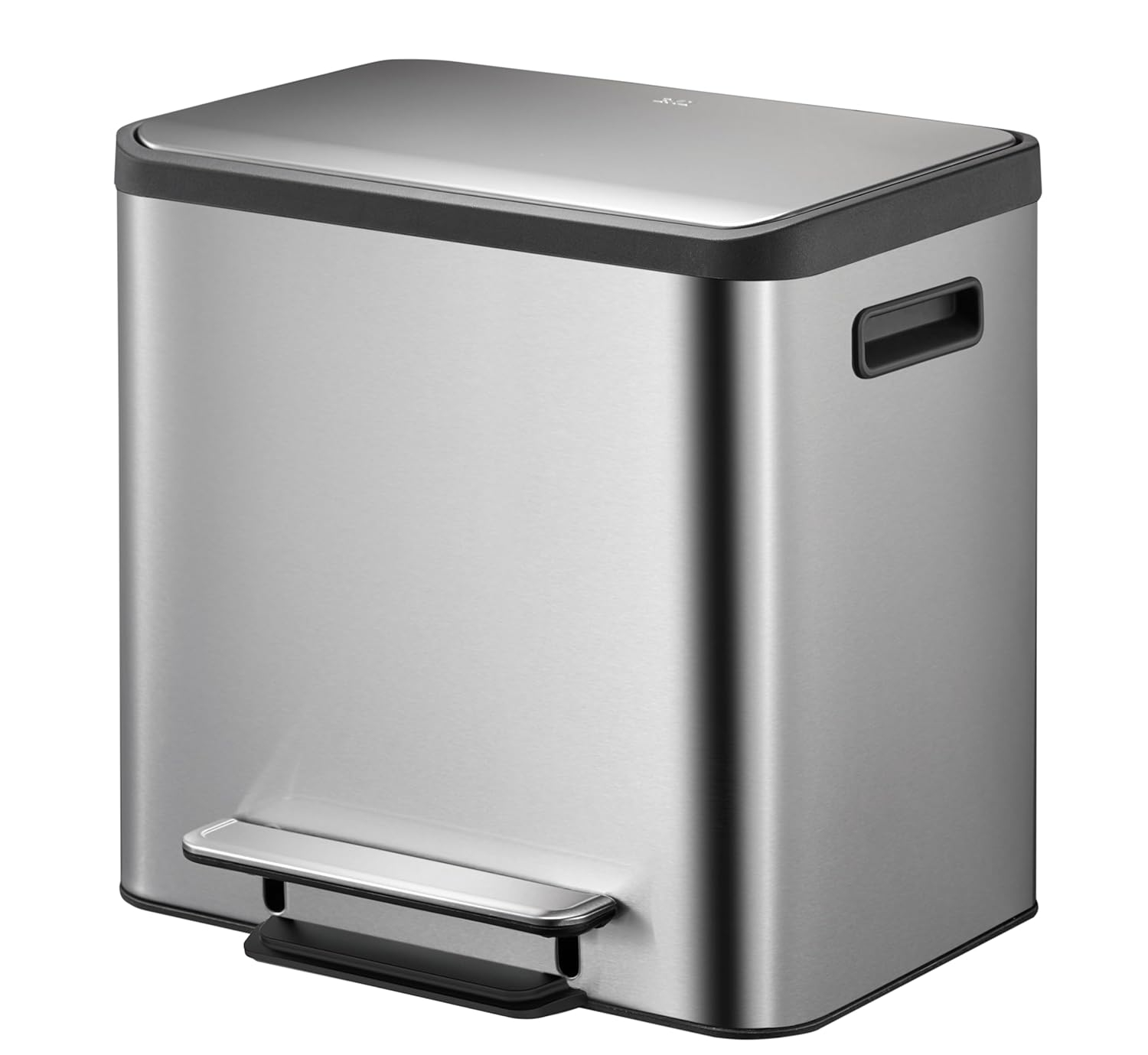 EK9128MT-12L+12L"EKO" BRAND 12L+12L Recycling Step Bin, Fingerprint Resistant Brushed Stainless Steel lid & body, with soft closing lid & PP liners