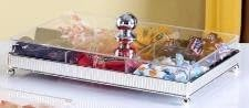 33x24CM Clear Acrylic Candy Dispenser, 4 Compartments, Silver