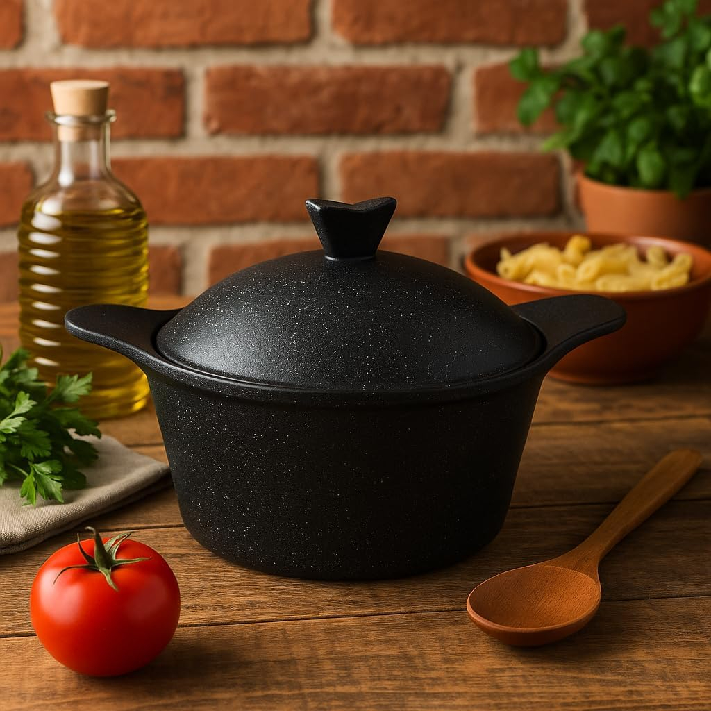 B&S Aluminium Single Pot Square Design Cooking Pot for Kitchen Use, Durable Lightweight Cookware for Gas & Electric Stoves, Even Heat Distribution, Easy to Clean (30 CM)