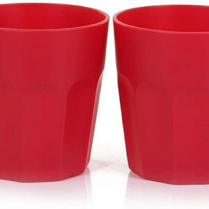Mintra Home Unbreakable Cups and Tumblers 4pk (Bold Collection) (Dark Red, Cup 230ml (7oz) - 3.125inH x 2.875inW