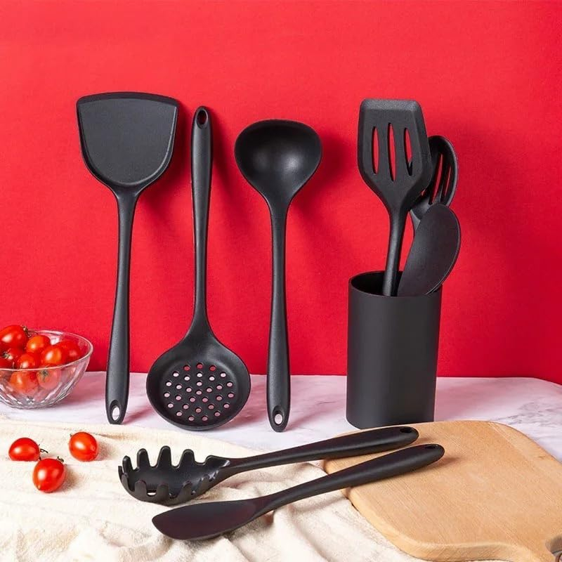10-Piece Silicone Cooking Utensils Set – Heat-Resistant, Non-Stick Kitchen Tools with Ergonomic Handles, Includes Spatula, Turner, Ladle, Tongs, Whisk, and More – BPA-Free & Dishwasher Safe