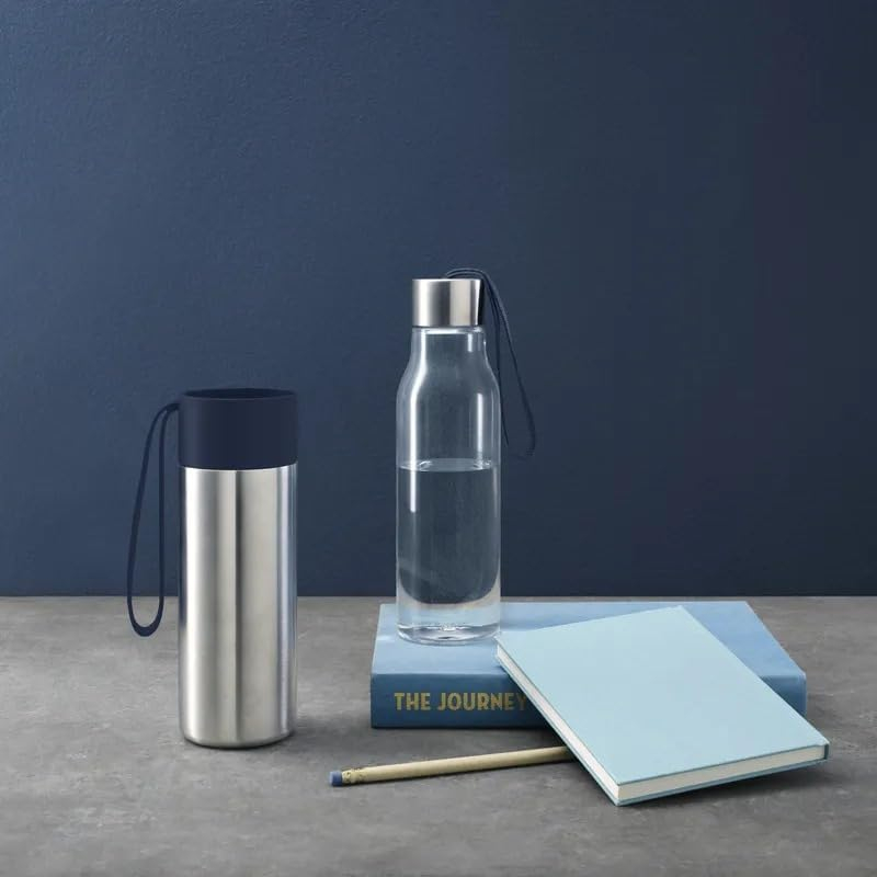 B&S Eva Solo To Go Cup 0.35L Navy Blue – Insulated Stainless Steel Travel Mug – Leak-Proof & Durable Coffee Cup with Carry Handle – Eco-Friendly Reusable Drinkware for Hot & Cold Beverages (Black)