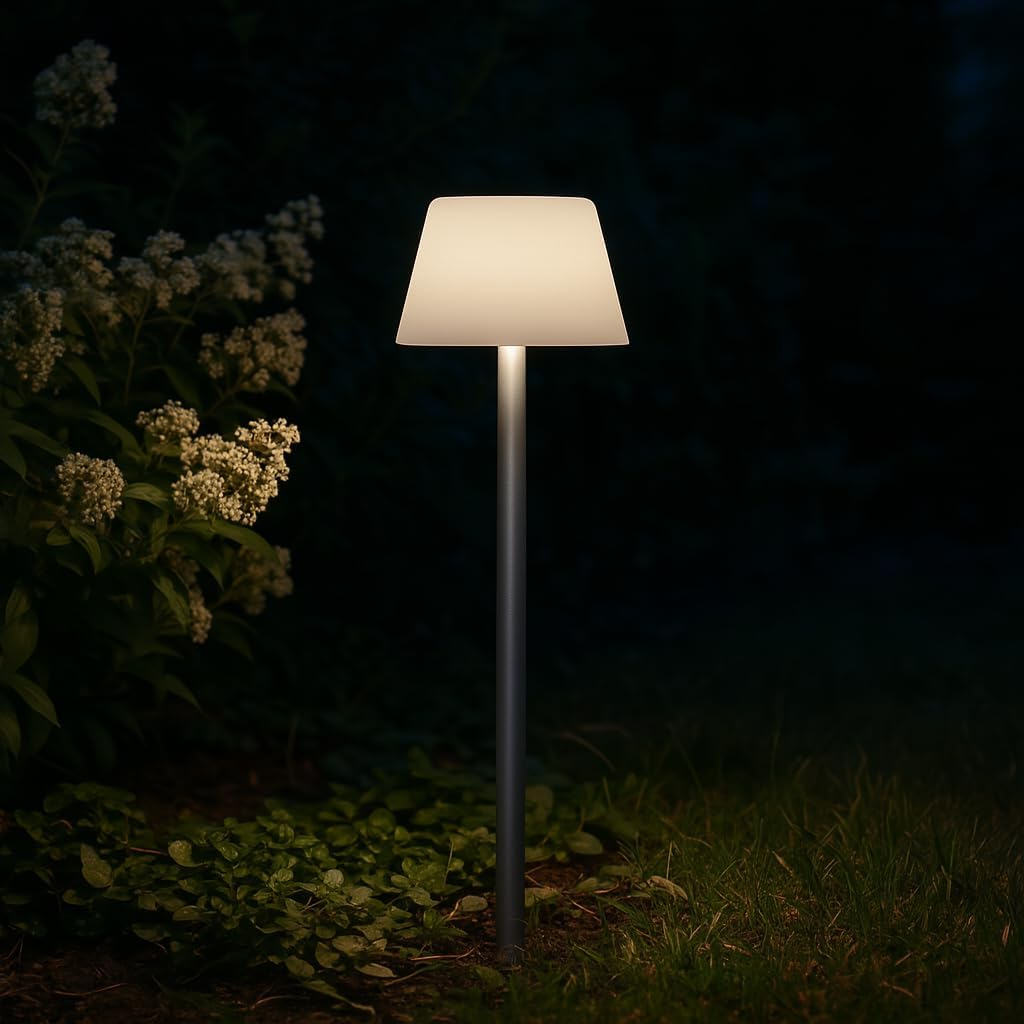 B&S SunLight Bell Small – Solar LED Hanging Light for Outdoor & Indoor – Portable Waterproof Garden Lamp – Eco-Friendly Scandinavian Design – Stylish White Solar Lantern (SunLight lamp 38 cm)