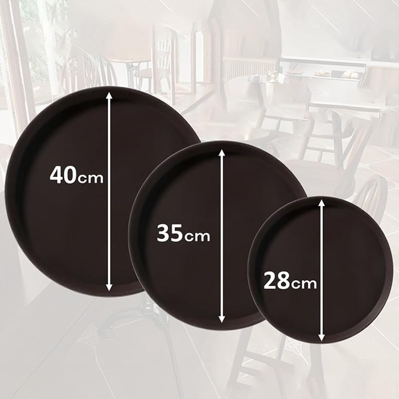 B&S Round Non-Slip Plastic Serving Tray 2pcs– Durable Anti-Skid Waiter Tray for Tea, Coffee, Food & Drinks – Lightweight & Easy to Clean – Ideal for Home, Hotel & Restaurant Use (45CM) - Image 3