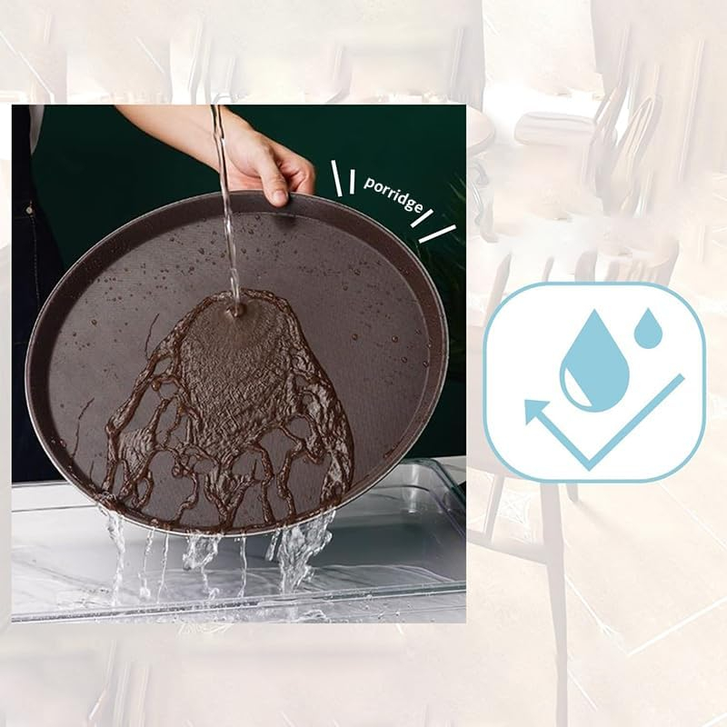 B&S Round Non-Slip Plastic Serving Tray 2pcs– Durable Anti-Skid Waiter Tray for Tea, Coffee, Food & Drinks – Lightweight & Easy to Clean – Ideal for Home, Hotel & Restaurant Use (45CM) - Image 5